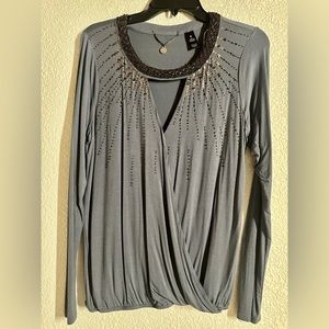 Blue/ slate grey color BKE Boutique blouse